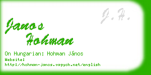 janos hohman business card